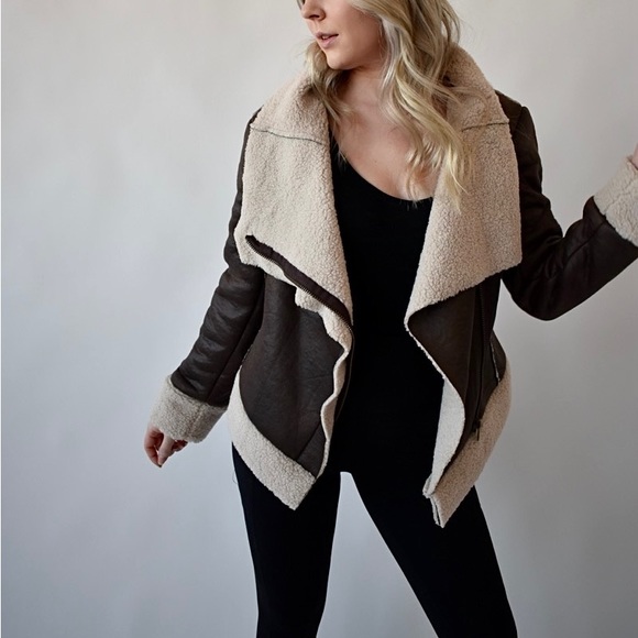 Brown Faux Shearling Jacket - Picture 5 of 6